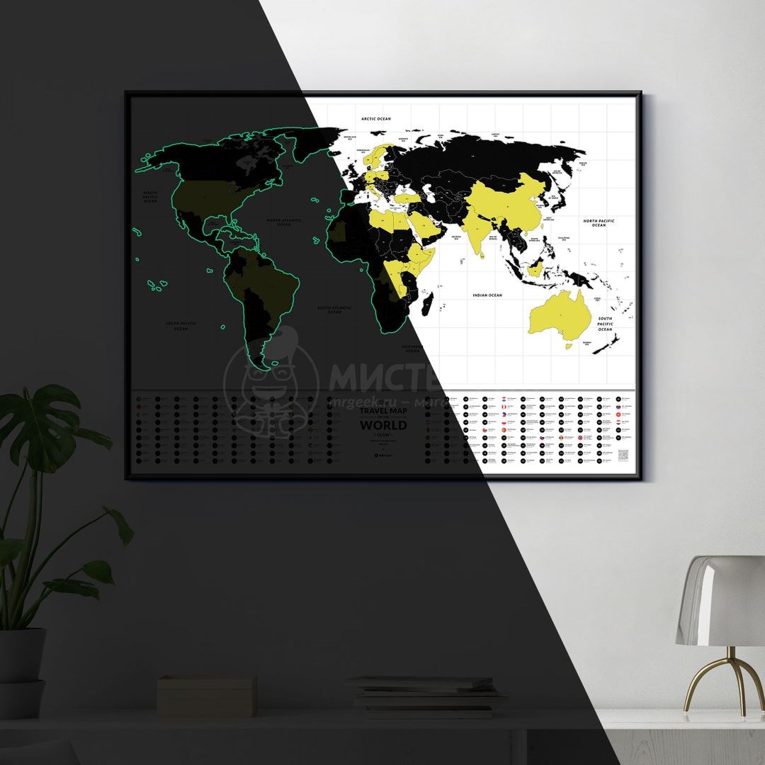 Скретч-карта мира Travel Map Glow World (на английском)
