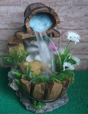 Декоративный фонтан Котенок и водопад