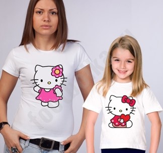 Футболки для мамы и дочки Kitty