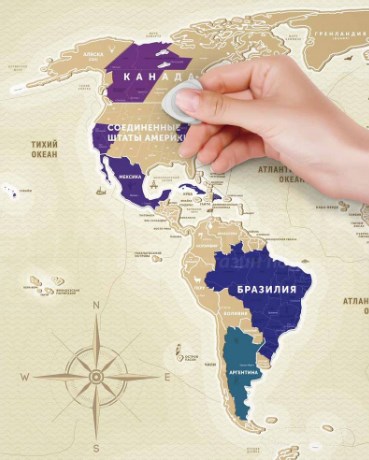 Скретч-карта мира Travel Map Gold World (на русском)