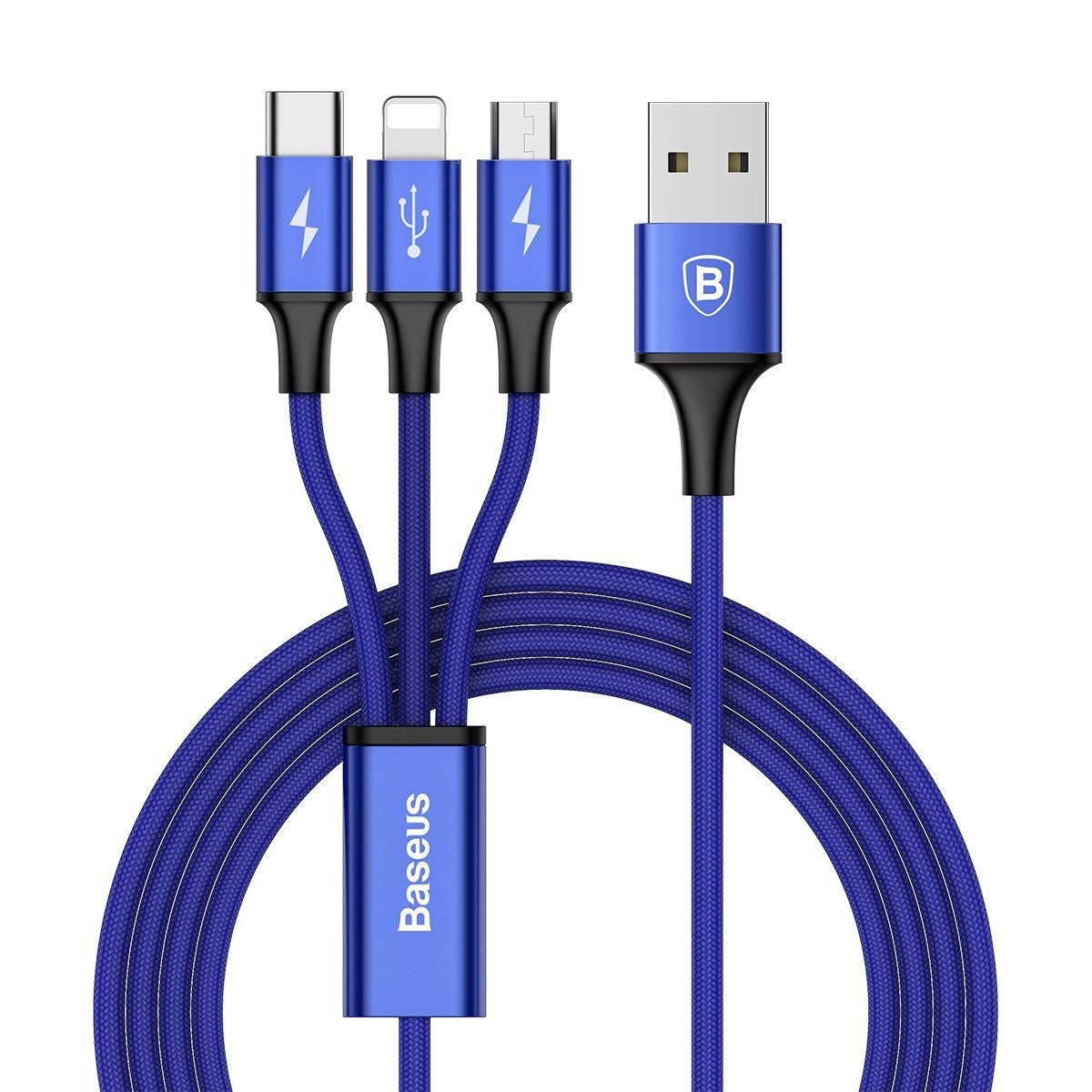 Кабель USB 3в1 Type-C/Lightning/Micro USB 3A Baseus Rapid