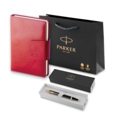 Подарочный набор Parker: шариковая ручка и красный ежедневник
