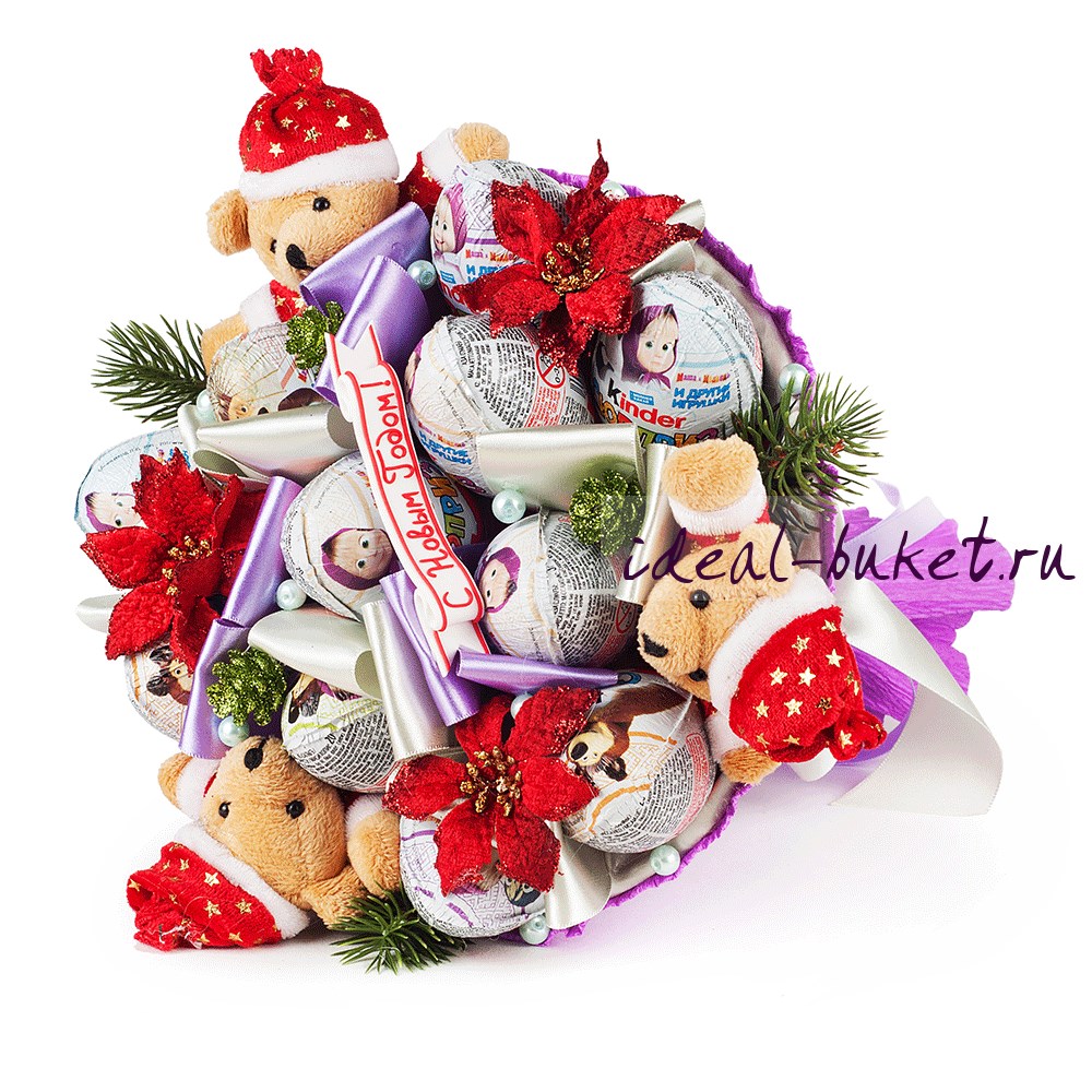 Новогодний букет-кулечек 11 конфет
