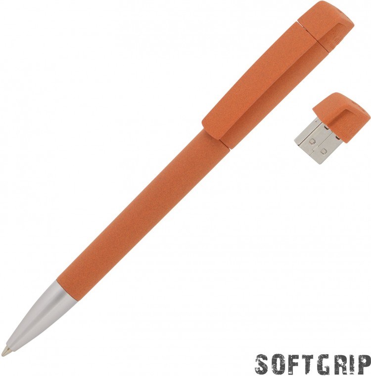 Ручка с флеш-картой USB 8GB TURNUSsoftgrip M, оранжевый