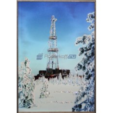 Картина с кристаллами Swarovski Зимняя нефтяная вышка
