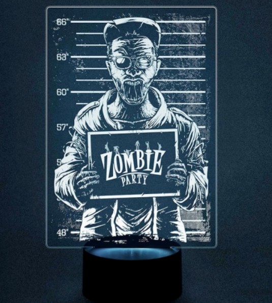 3D светильник «Зомби с табличкой»