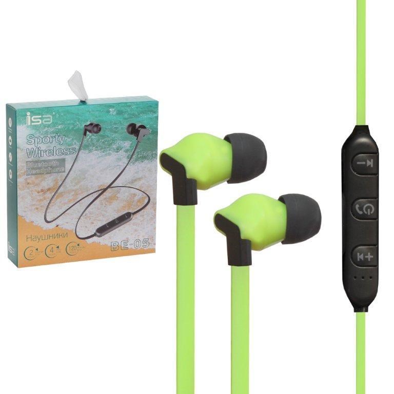 Наушники Bluetooth с микрофоном ISA BE-05 (Зеленый)