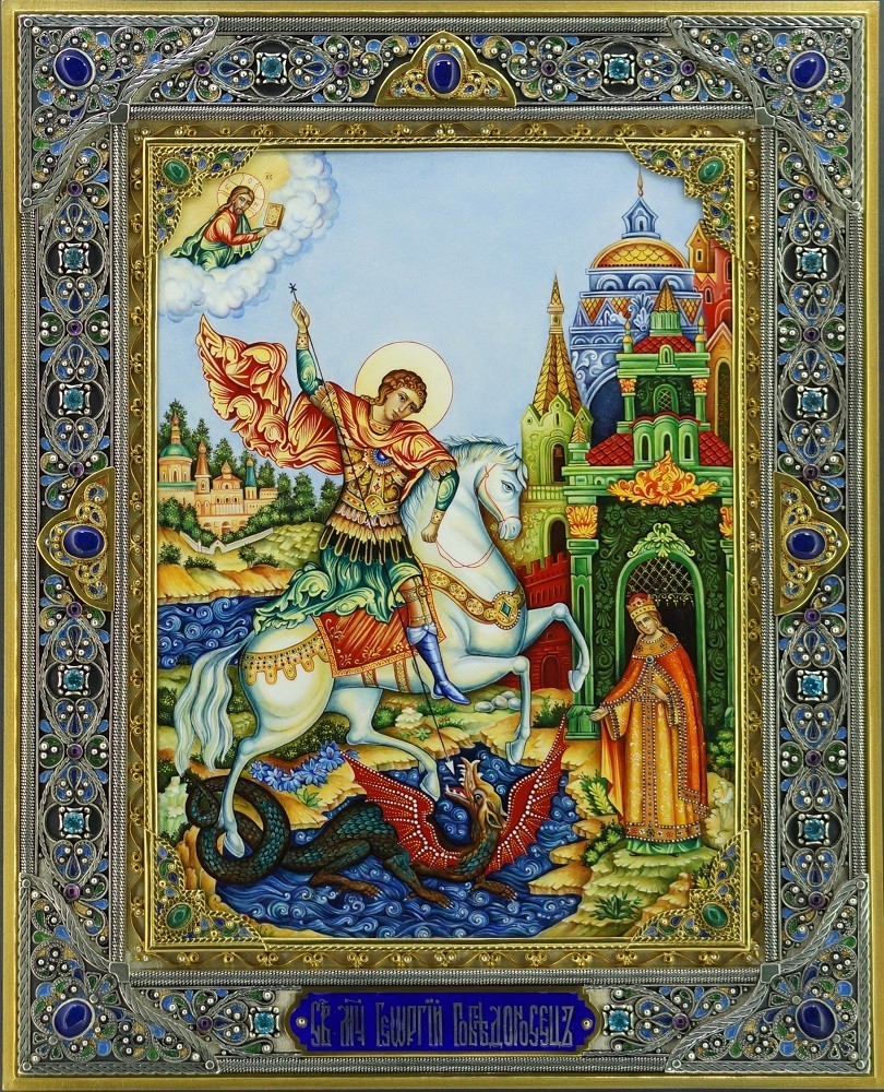 Икона с лазуритом Георгий Победоносец