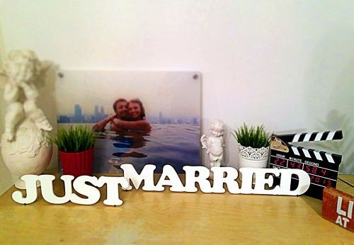 Декоративные слова Just Married, из дерева
