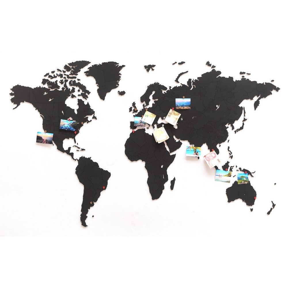 Черная деревянная карта мира World Map True Puzzle Large