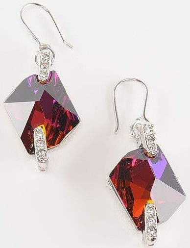 Серьги с кристаллами Swarovski Космик красные