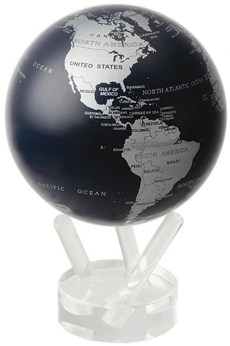Самовращающийся глобус Mova Globe (темно-синий с серебром)