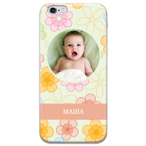 Чехол с фото и текстом для iPhone «Цветочки»