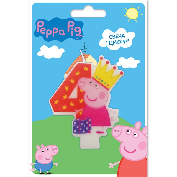 Фигурная свеча «Цифра 4», Peppa Pig