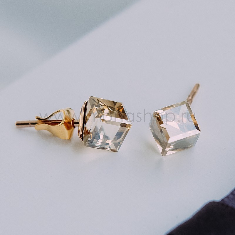 Серьги-гвоздики «Миражи» с кристаллами Swarovski