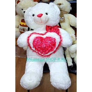 Большой мишка с сердечком Amor