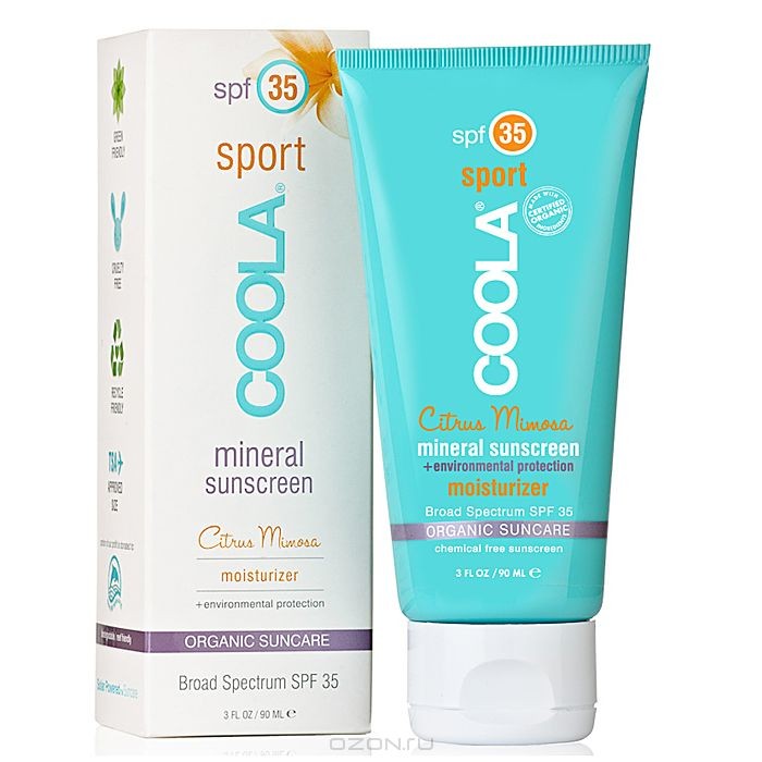 Солнцезащитный крем Coola Suncare Цитрус и мимоза, для лица и тела, увлажняющий, SPF 35, 90 мл