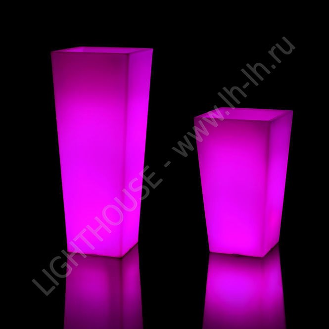 Светящееся LED кашпо-ваза Квадро Альто Пасубио H68 RGB