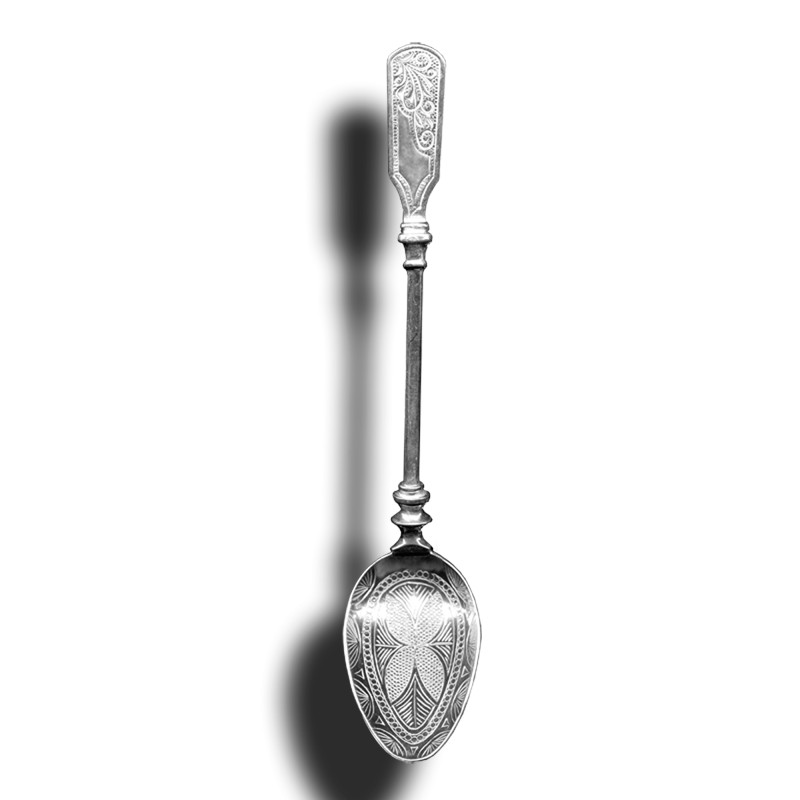 Серебряная чайная литьевая ложка Иней, м2