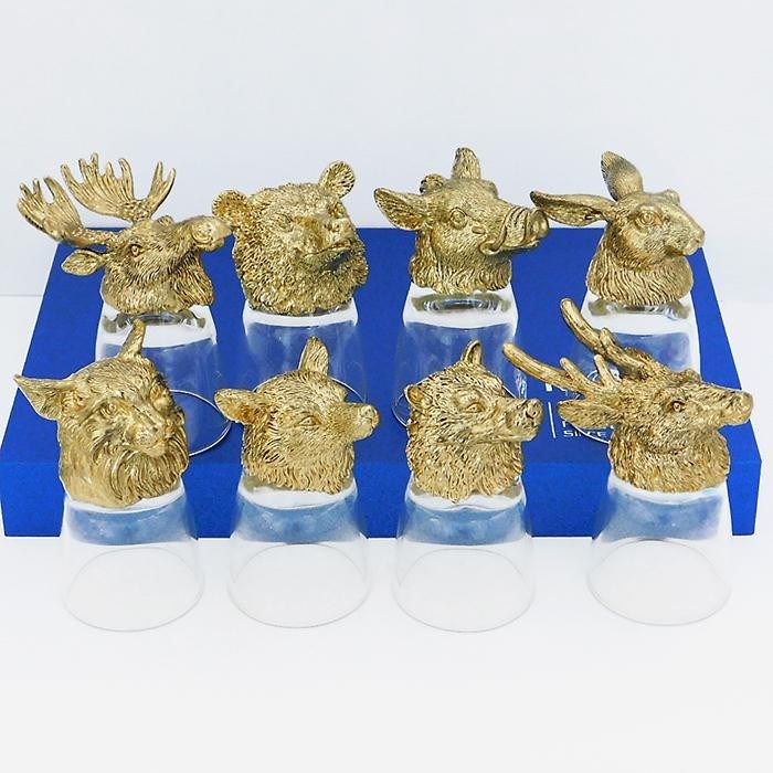 Набор из 8-ми стопок Дикие звери (24K Goldplated)
