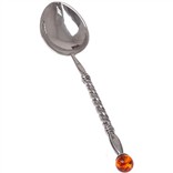Ложка из серебра витая с янтарным шариком