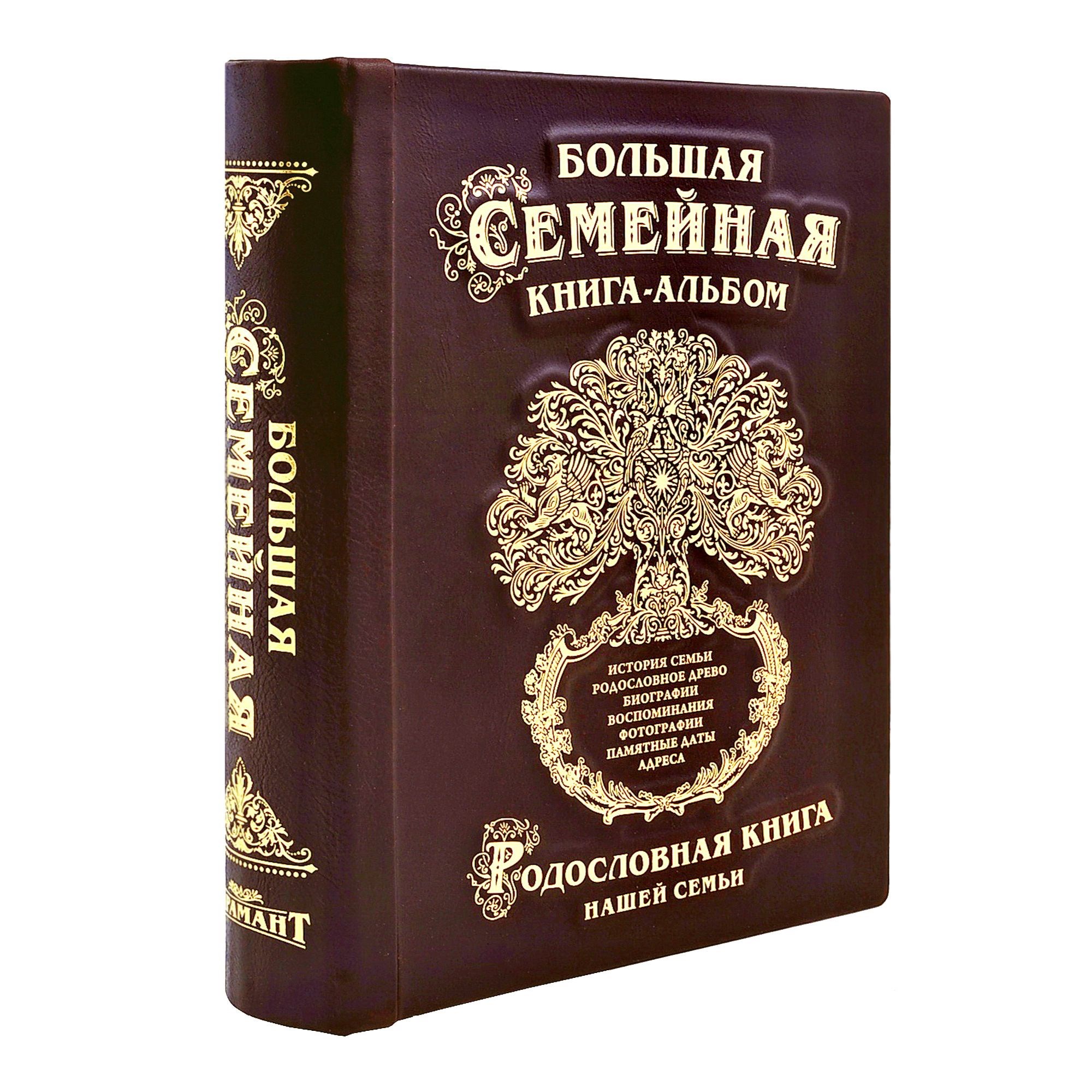 Большая семейная книга-альбом (коричневая кожа)