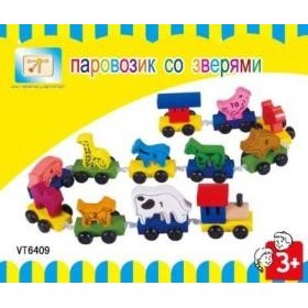Игрушка из дерева Паровозик со зверями