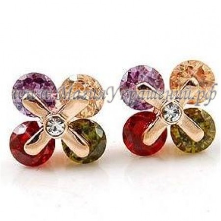 Серьги Разноцветные с кристаллами Swarovski