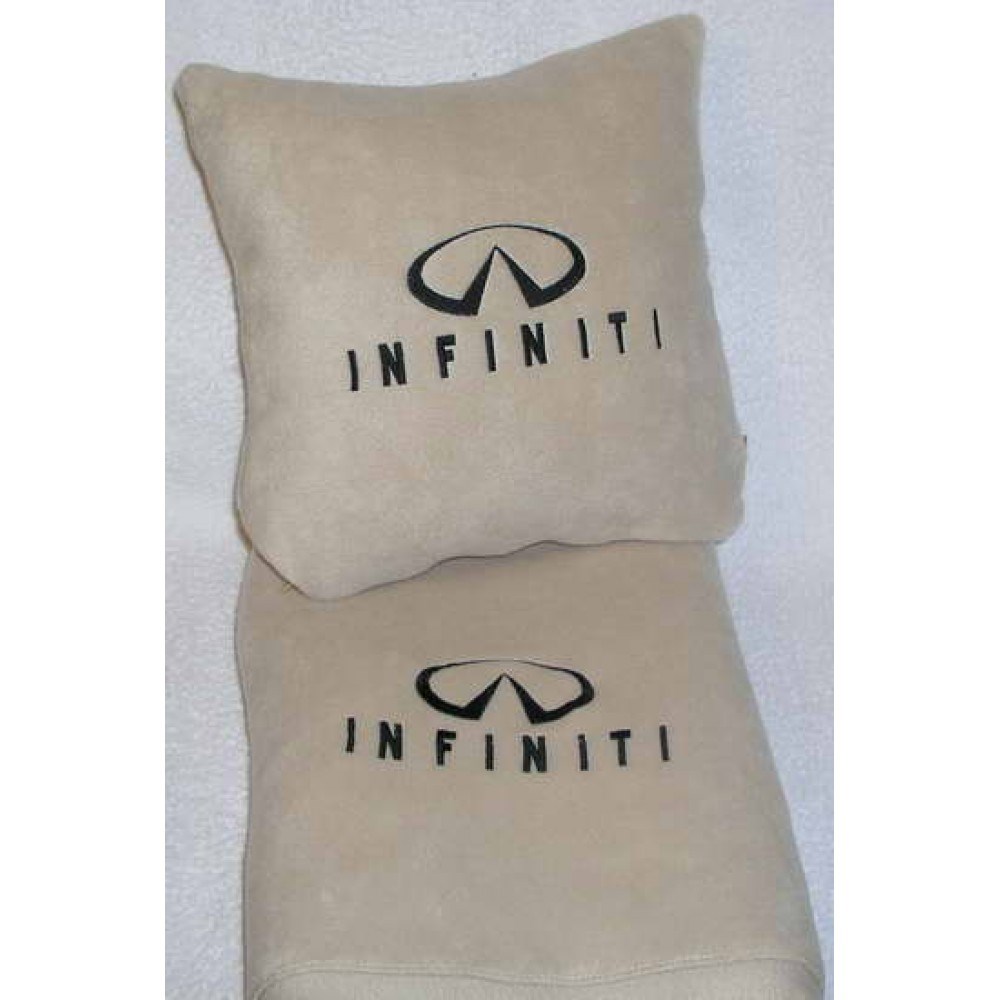 Бежевый плед с черной вышивкой Infiniti