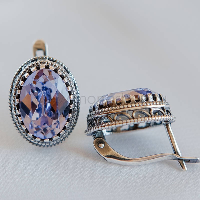 Серьги с кристаллами Swarovski лавандового цвета «Винтаж»