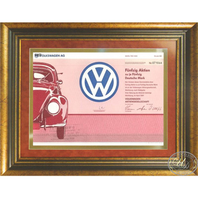 Volkswagen AG. Сертификат на 50 акций,1991 год