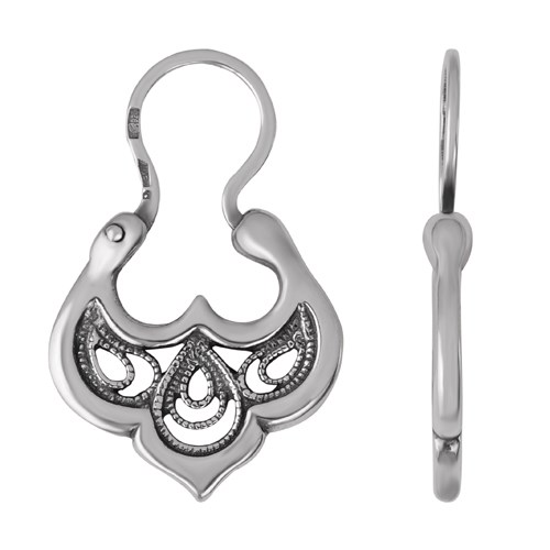 Серьги из серебра 925 пробы с замком скоба