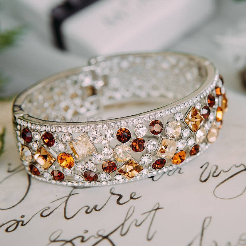 Браслет «Краски осени» с разноцветными кристаллами Swarovski