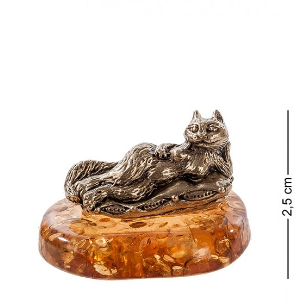 Фигурка Дева-кошечка (латунь, янтарь)