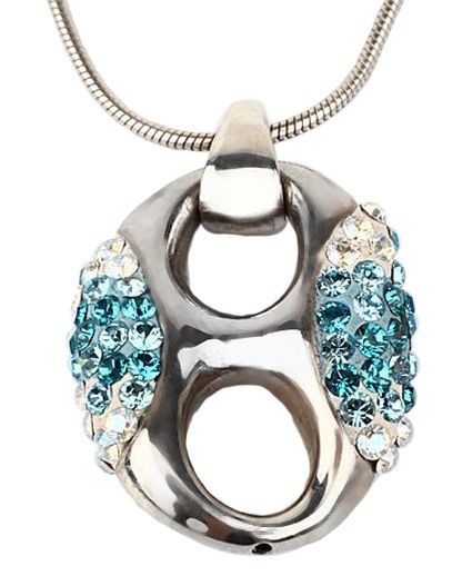 Серебряный кулон с кристаллами Swarovski Эллипс голубой