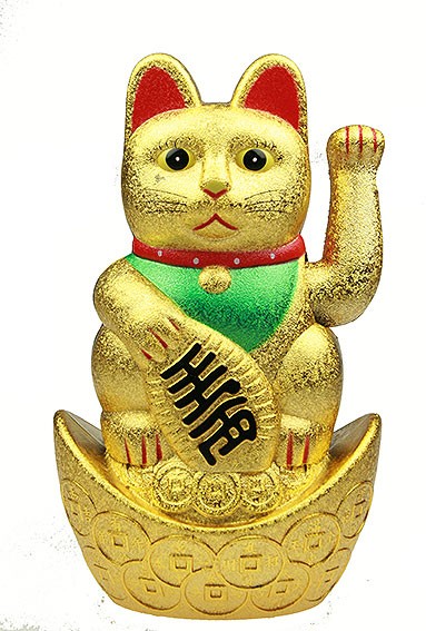 Манэки-нэко (15 см) золото Кот удачи