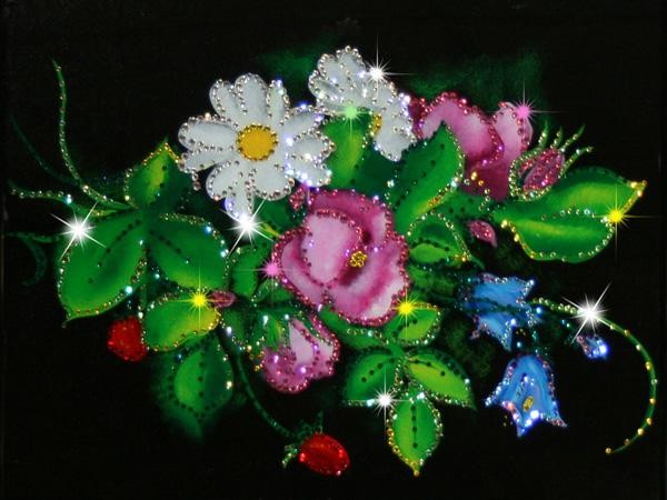 Картина Шиповник (с кристаллами Сваровски)