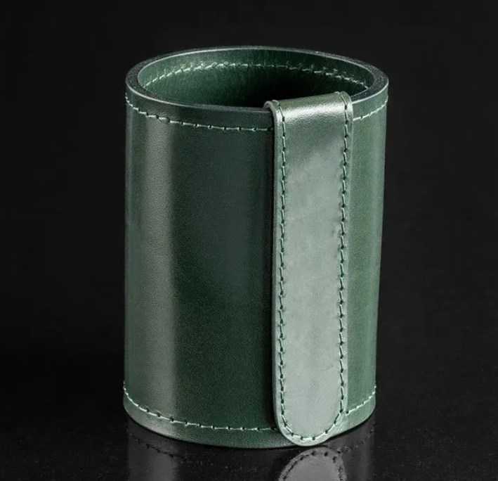 Канцелярский стакан Luxe из кожи Full Grain Green