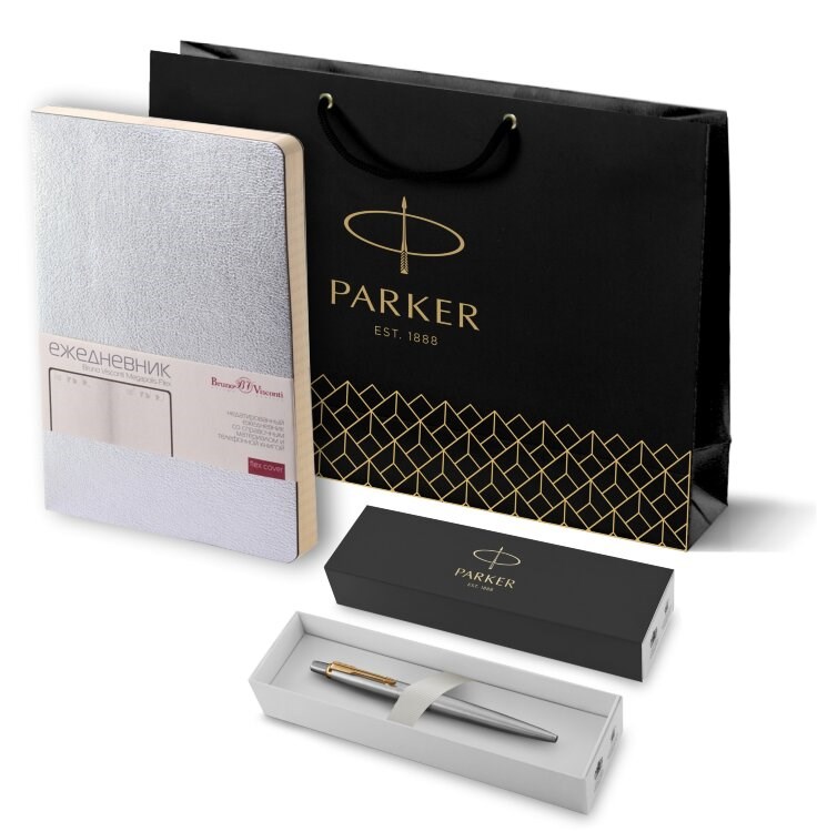 Подарочный набор Parker: шариковая ручка Parker Jotter Essential, St Steel GT и ежедневник 195353_1513182