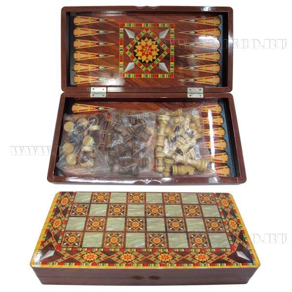 Настольная игра 3 в 1 шкатулке Шашки, Шахматы, Нарды
