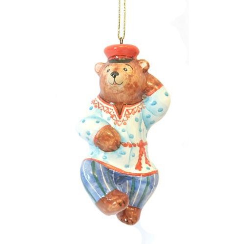 новогодняя статуэтка ретро медведь в свитере
