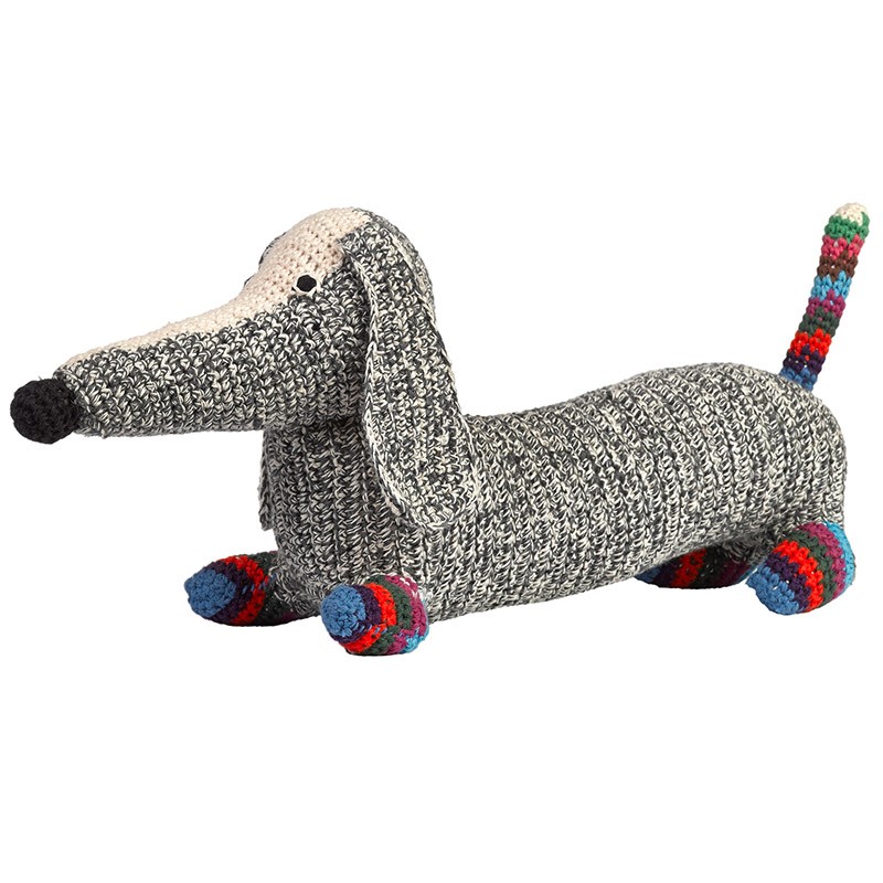 Игрушка вязаная Dachshund Stripy Grey