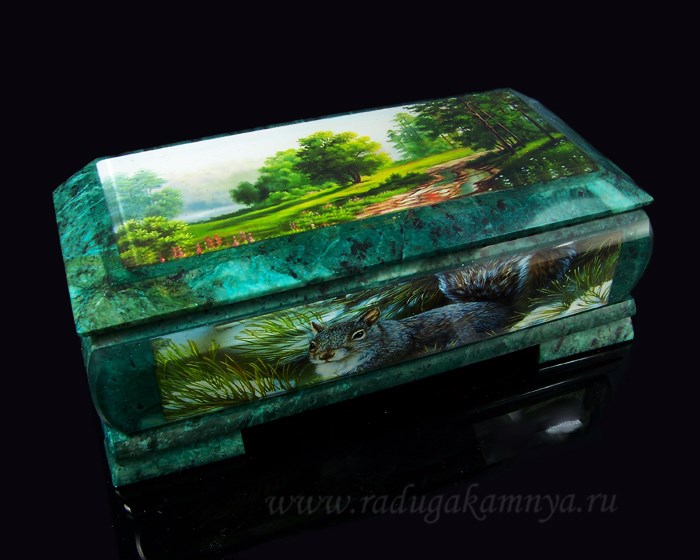 Ларец под купюру из змеевика Лето, 225*95*80 мм
