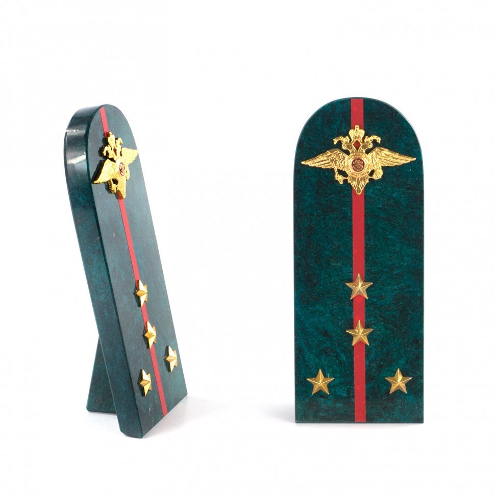 Сувенир Погон: капитан МВД (камень - змеевик)