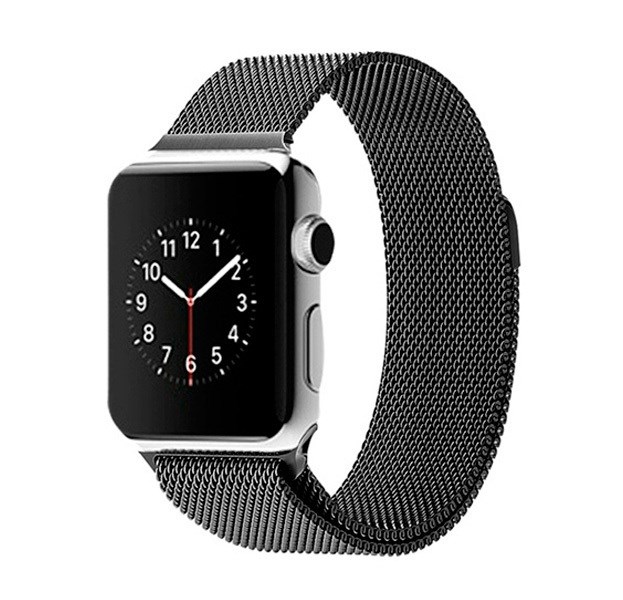 Металлический ремешок Milanese loop для Apple Watch (черный)