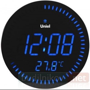 Электронные сетевые настенные часы Uniel UTL10B синие