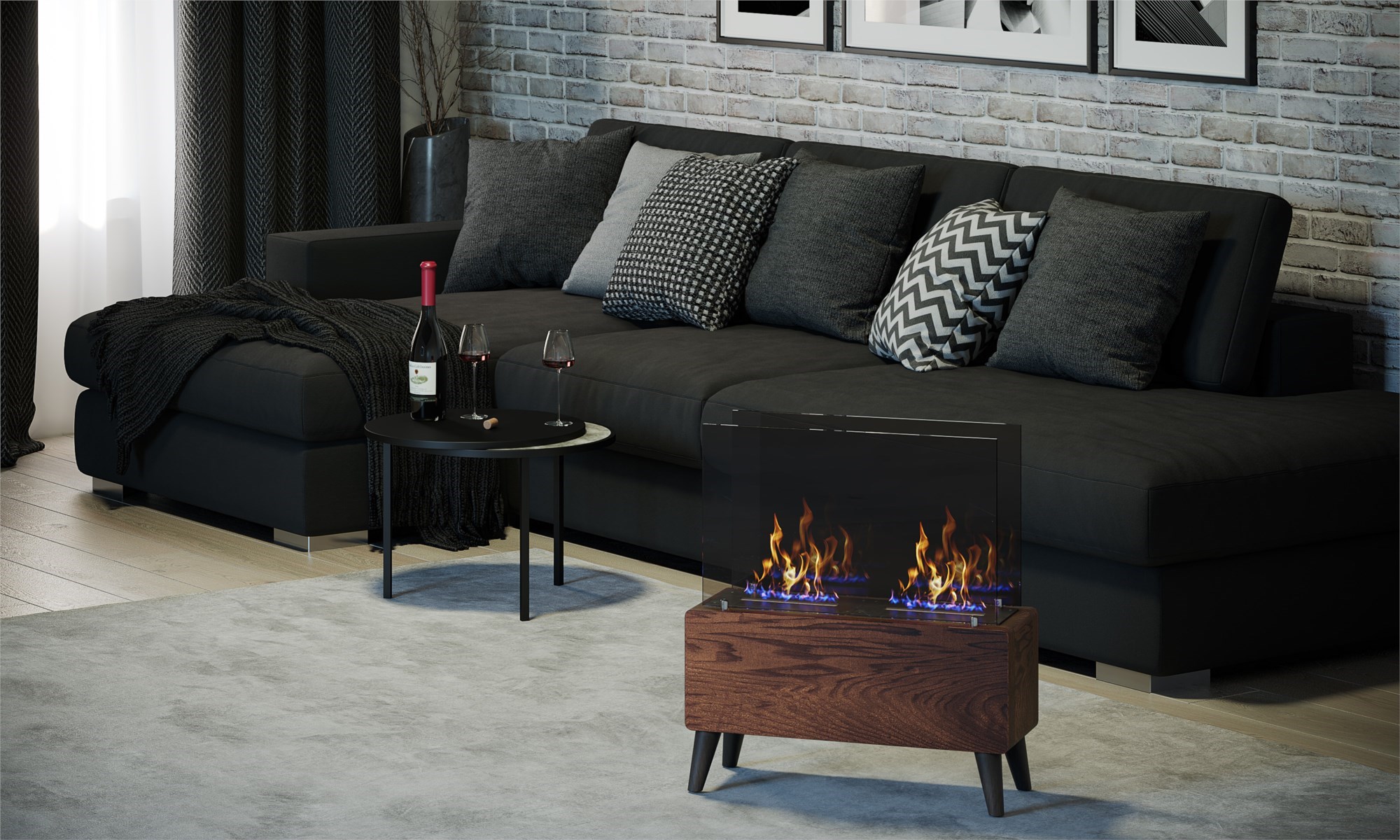 Напольный биокамин из ценных пород дерева Raum Loft