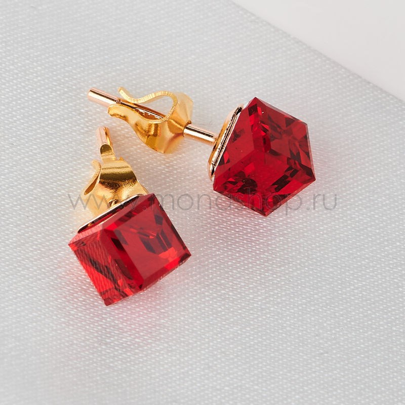 Серьги-гвоздики Миражи с кристаллами-кубиками Swarovski