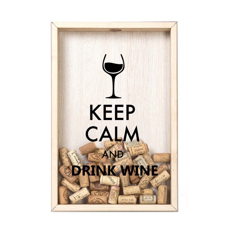 Копилка для винных пробок Keep Calm and drink wine (дуб)