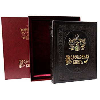 Гербовая родословная книга из кожи с металлической вставкой